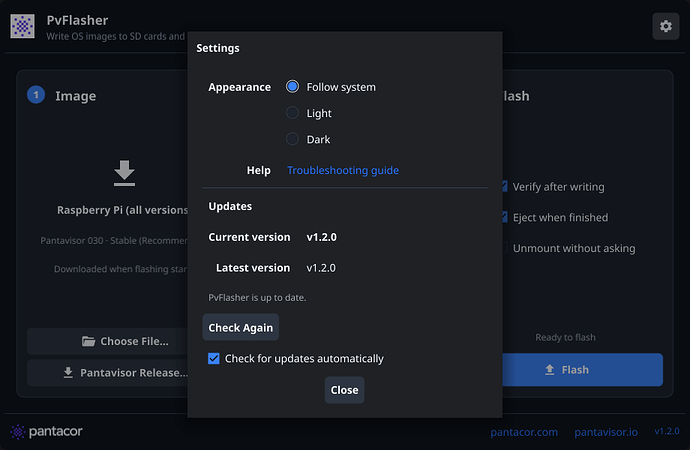 Settings and updates