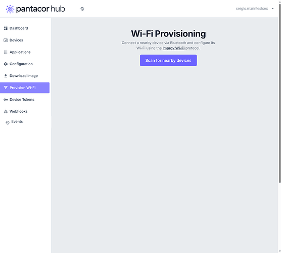 Wi-Fi Provisioning page in Pantacor Hub